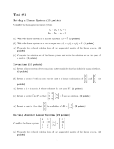 Test #1 Solving a Linear System (10 points)