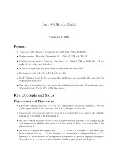 Test #4 Study Guide Format November 9, 2015
