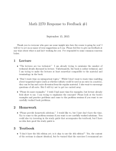 Math 2270 Response to Feedback #1 September 15, 2015