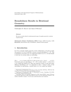 Boundedness Results in Birational Geometry Christopher D. Hacon and James M