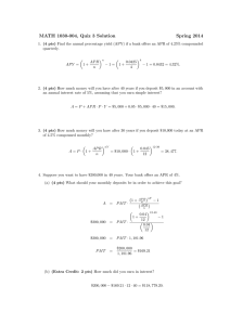 MATH 1030-004, Quiz 3 Solution Spring 2014