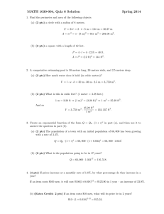 MATH 1030-004, Quiz 6 Solution Spring 2014