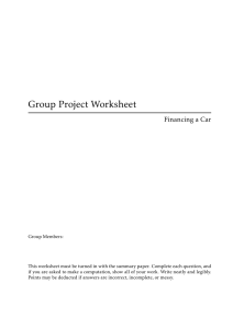 Group Project Worksheet Financing a Car