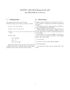 MATH 1321-004 Homework #7 1 Assignments 2