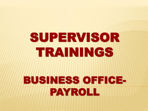SUPERVISOR TRAININGS BUSINESS OFFICE- PAYROLL