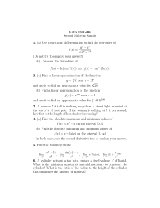 Math 1310-004 Second Midterm Sample a