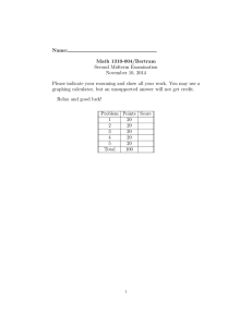 Name: Math 1310-004/Bertram Second Midterm Examination November 10, 2014