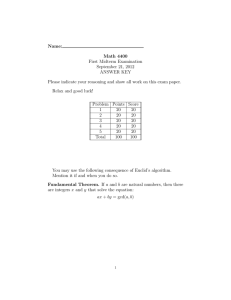 Name: Math 4400 First Midterm Examination September 21, 2012