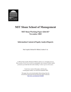 MIT Sloan School of Management MIT Sloan Working Paper 4264-02* November 2003
