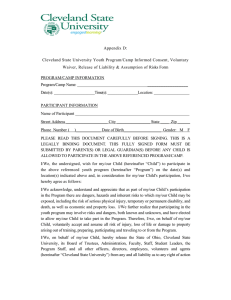 Appendix D: Cleveland State University Youth Program/Camp Informed Consent, Voluntary