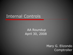 Internal Controls AA Roundup April 30, 2008 Mary G. Elizondo