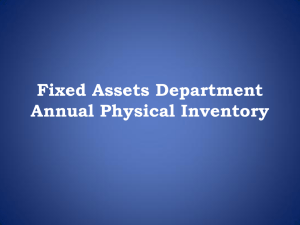 Fixed Assets Department Annual Physical Inventory