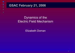 GSAC February 21, 2006 Dynamics of the Electric Field Mechanism Elizabeth Doman