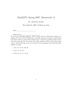 Math2270, Spring 2007: Homework 14 Dr. David M. Goulet