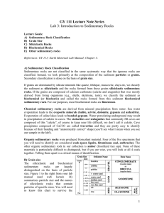 GY 111 Lecture Note Series Lab 3: Introduction to Sedimentary Rocks