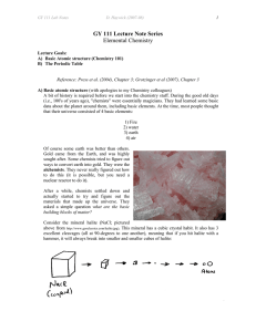 GY 111 Lecture Note Series Elemental Chemistry