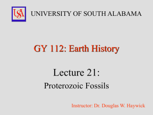 Lecture 21:  GY 112: Earth History Proterozoic Fossils