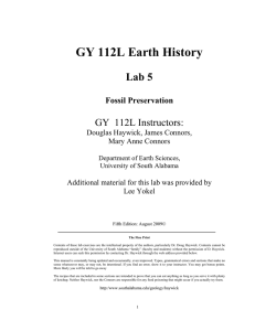 GY 112L Earth History Lab 5 GY  112L Instructors: