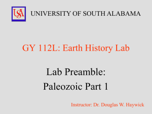 Lab Preamble: Paleozoic Part 1 GY 112L: Earth History Lab