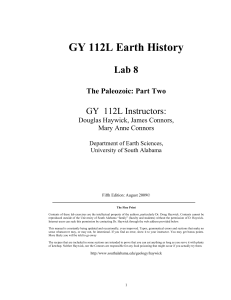 GY 112L Earth History Lab 8 GY  112L Instructors: