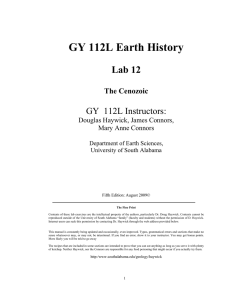GY 112L Earth History Lab 12  GY  112L Instructors: