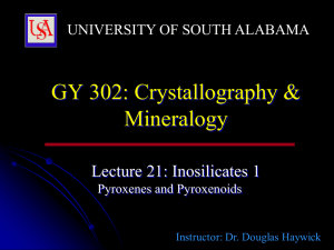 GY 302: Crystallography &amp; Mineralogy  Lecture 21: Inosilicates 1