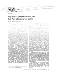 Plagiarism, Copyright Violation, and Dual Publication: Are you guilty? Editorial/