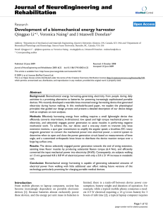 Journal of NeuroEngineering and Rehabilitation Development of a biomechanical energy harvester Qingguo Li*