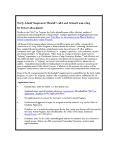 Early Admit Program in Mental Health and School Counseling