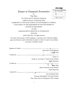 Essays  in  Financial  Economics by Yifan  Zhou L