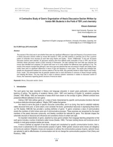 A Contrastive Study of Genric Organization of thesis Discussion Section... Iranian MA Students in the Field of TEFL and chemistry