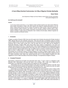 A Coat of Many Doctrinal Controversies: An X-Ray of Nigerian... Mediterranean Journal of Social Sciences Nmah, Patrick MCSER Publishing, Rome-Italy