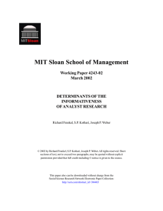 MIT Sloan School of Management Working Paper 4243-02 March 2002 DETERMINANTS OF THE