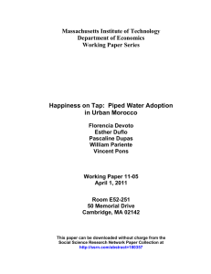 Happiness on Tap:  Piped Water Adoption in Urban Morocco