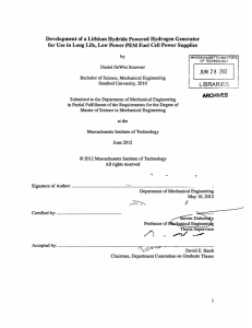 Development  of a Lithium Hydride Powered  Hydrogen ... for Use  in Long  Life,  Low Power ...