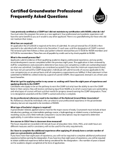 Certified Groundwater Professional Frequently Asked Questions NGWA