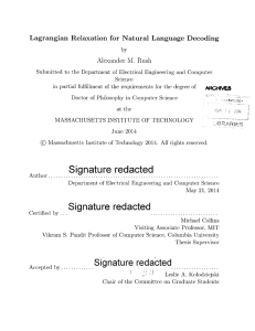 Lagrangian  Relaxation  for  Natural Language  Decoding