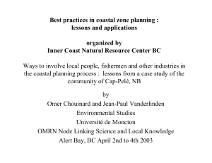 Best practices in coastal zone planning : lessons and applications organized by