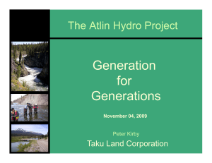 Generation for  The Atlin Hydro Project