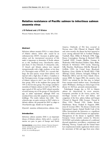 Relative resistance of Pacific salmon to infectious salmon anaemia virus