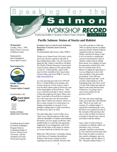 Pacific Salmon: Status of Stocks and Habitat W