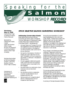 S a l m o n RECORD STOCK SELECTIVE SALMON HARVESTING WORKSHOP