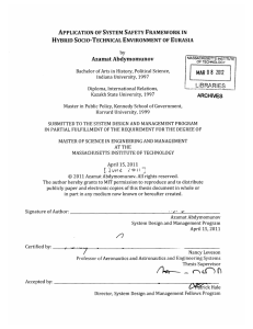 APPLICATION  OF SYSTEM  SAFETY  FRAMEWORK  IN