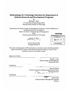 lMethodology  for Technology  Selection  for Department of