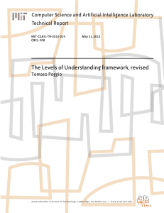 The Levels of Understanding framework, revised Technical Report Tomaso Poggio