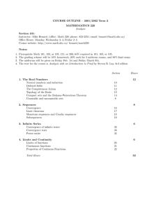COURSE OUTLINE – 2001/2002 Term 2 MATHEMATICS 220 Section 101: Analysis