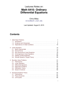 Math 6410: Ordinary Differential Equations Lectures Notes on: Contents