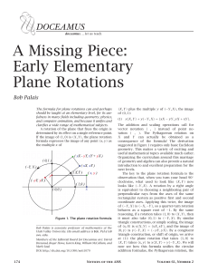 A Missing Piece: Early Elementary Plane Rotations Bob Palais