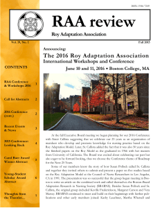 RAA review The 2016 Roy Adaptation Association Roy Adaptation Association