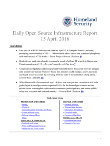 Daily Open Source Infrastructure Report 15 April 2016 Top Stories